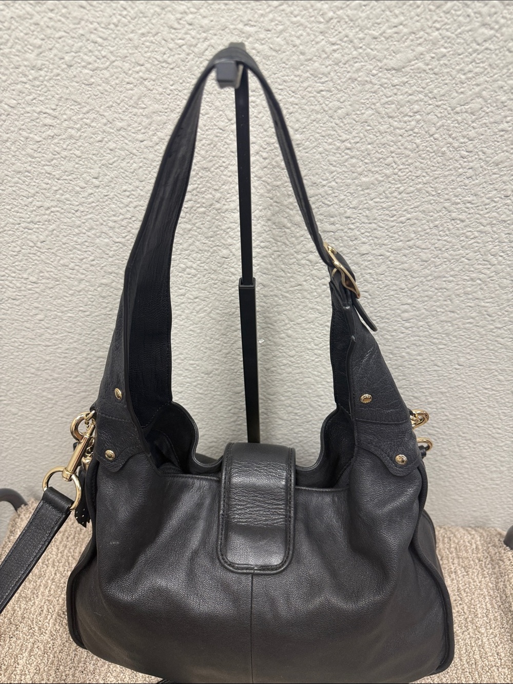 Coach Black Leather Ryder Studded Hobo Bag with Gold Hardware - Picture 10 of 15